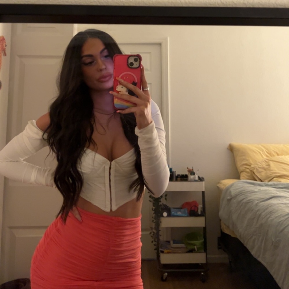 oh polly long sleeve corset top in ivory